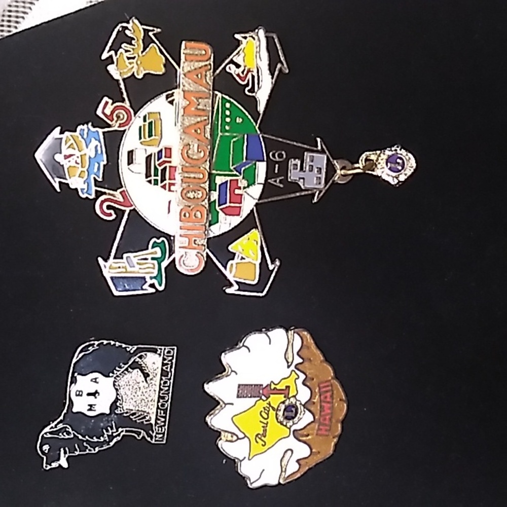 3 Collectible Pins -2 Legion(Quebec & Hawaii)&  M.B.A. Nfld.